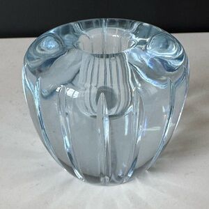 Orrefors Swedish Crystal Glass Candlestick Holder Signed